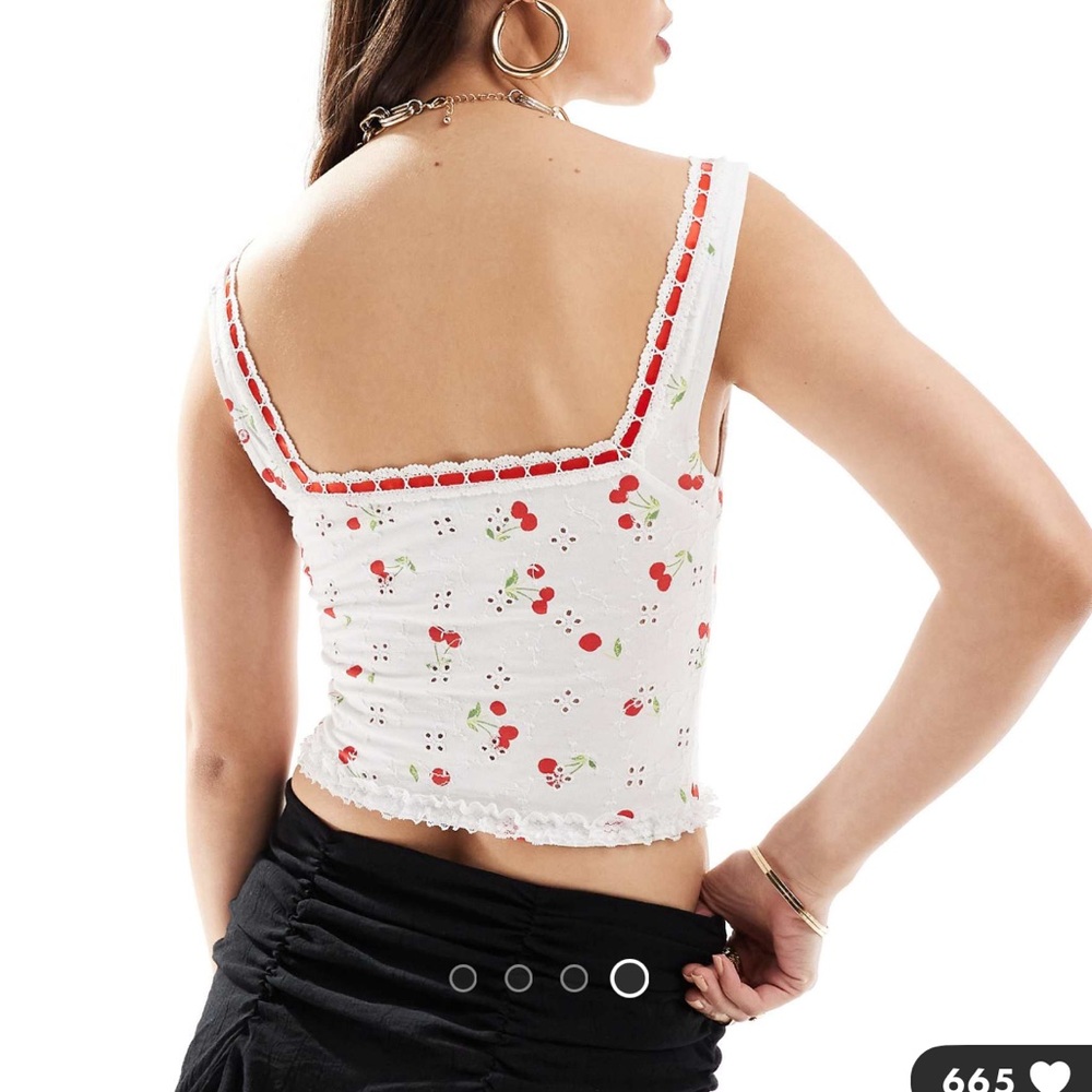 NWOT ASOS Cream Mini crop Top with Ruffled Ruched Design - Picture 4 of 5